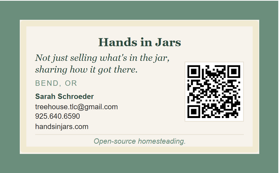 Hands in Jars card, back side