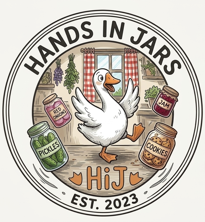 Hands in Jars goose mascot with kitchen and jars