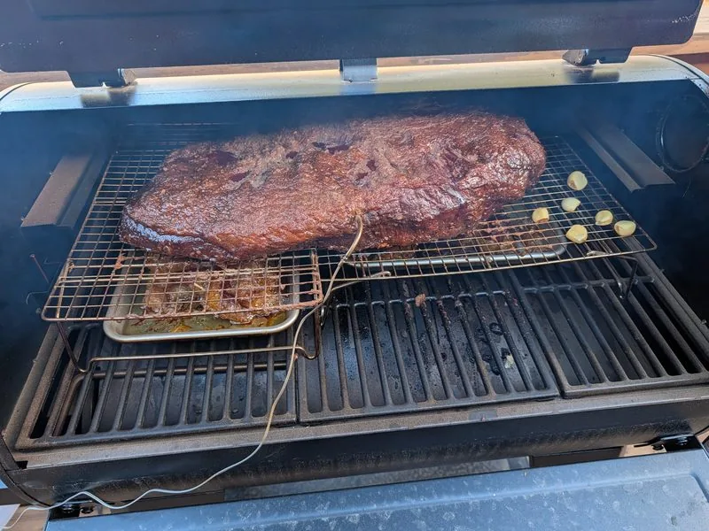 Whole brisket on the smoker