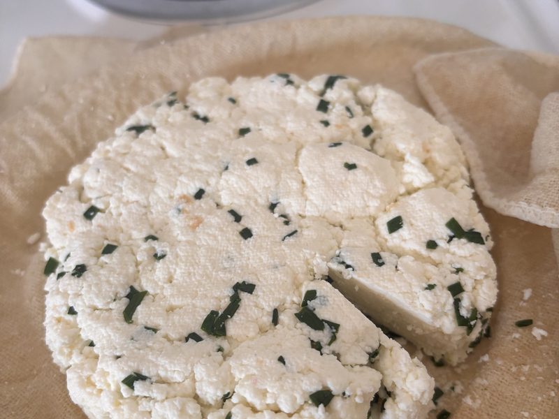 Homemade herbed farmer's cheese